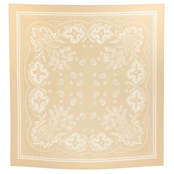 Flower Barn Accessories - Beige White Paisley Square Scarf Wild Rag Bandana Print Satin Neck Head Wrap 27
